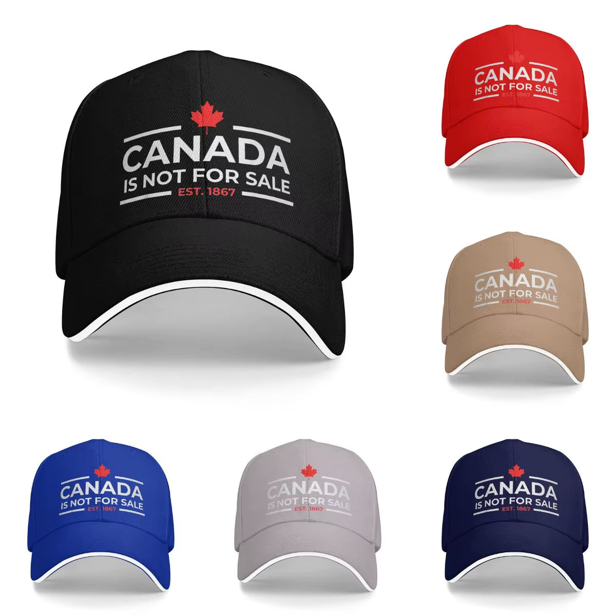 Canada Is Not for Sale 1867 Funny Sun Baseball Cap Summer Fitted Retro Hip Hop Hats for Unisex Men Outdoor Sports Snapback Cap